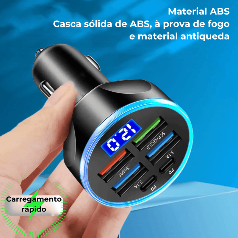 VoltCharge – Turbo Carregador Veicular 6 Portas - Lord Oferta