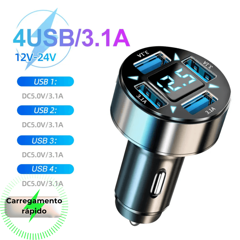 VoltCharge – Turbo Carregador Veicular 6 Portas - Lord Oferta