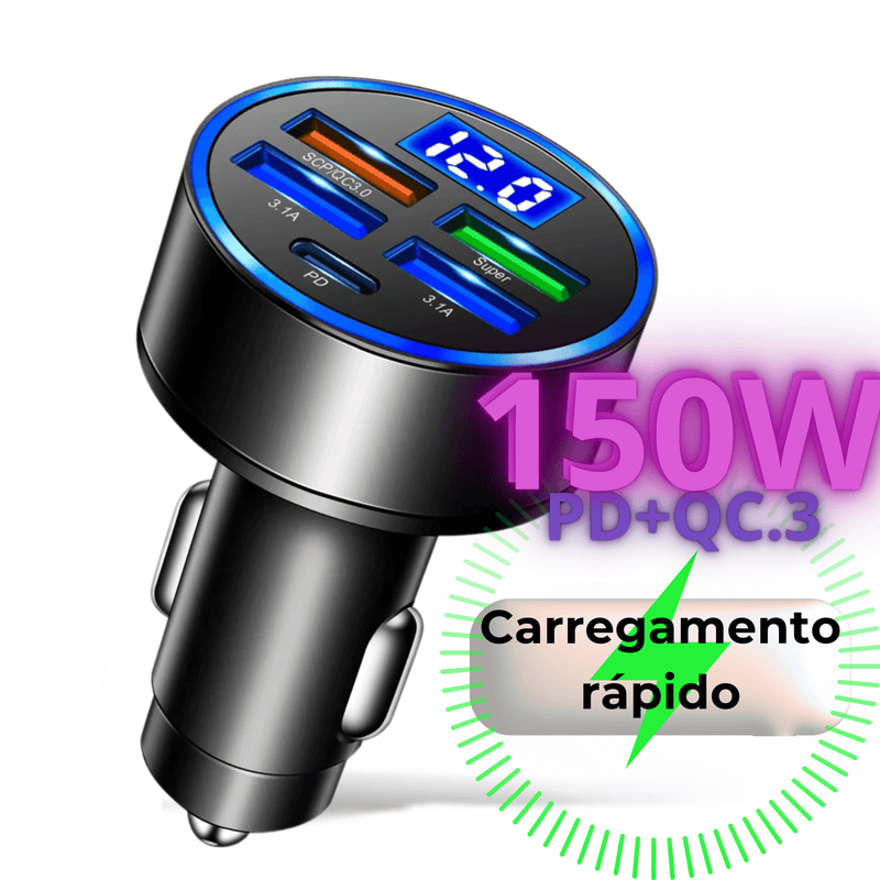 VoltCharge – Turbo Carregador Veicular 6 Portas - Lord Oferta
